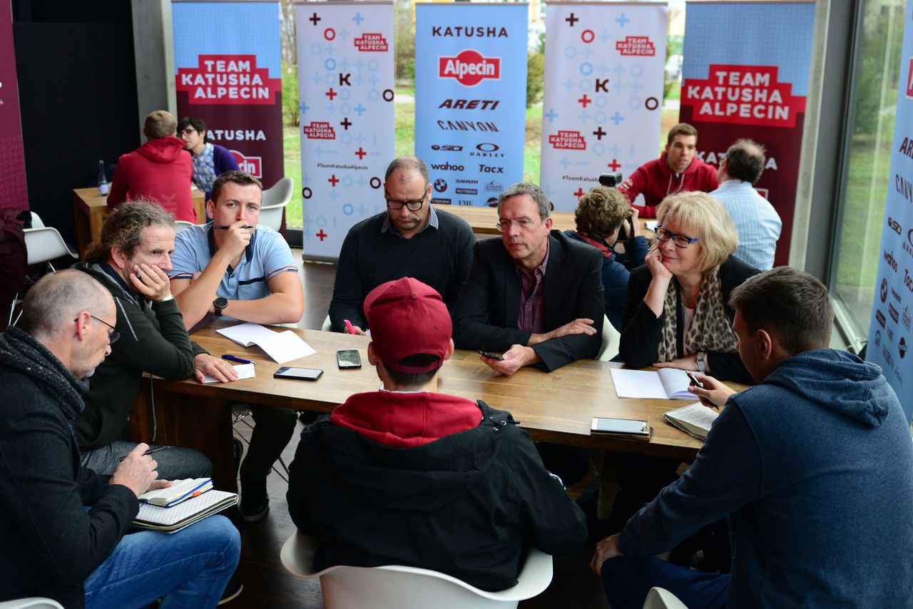 Journalists converage at the Katusha-Alpecin presentation