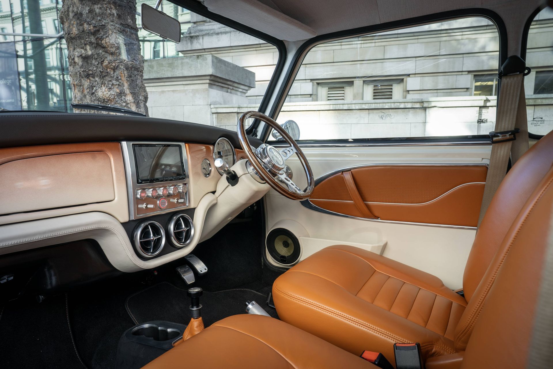 Mini eMastered by David Brown Automotive interior, front seats and dash