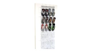 The best shoe organizer to hang in your closet is the SimpleHouseware 24-Pocket Hanging Shoe Organizer