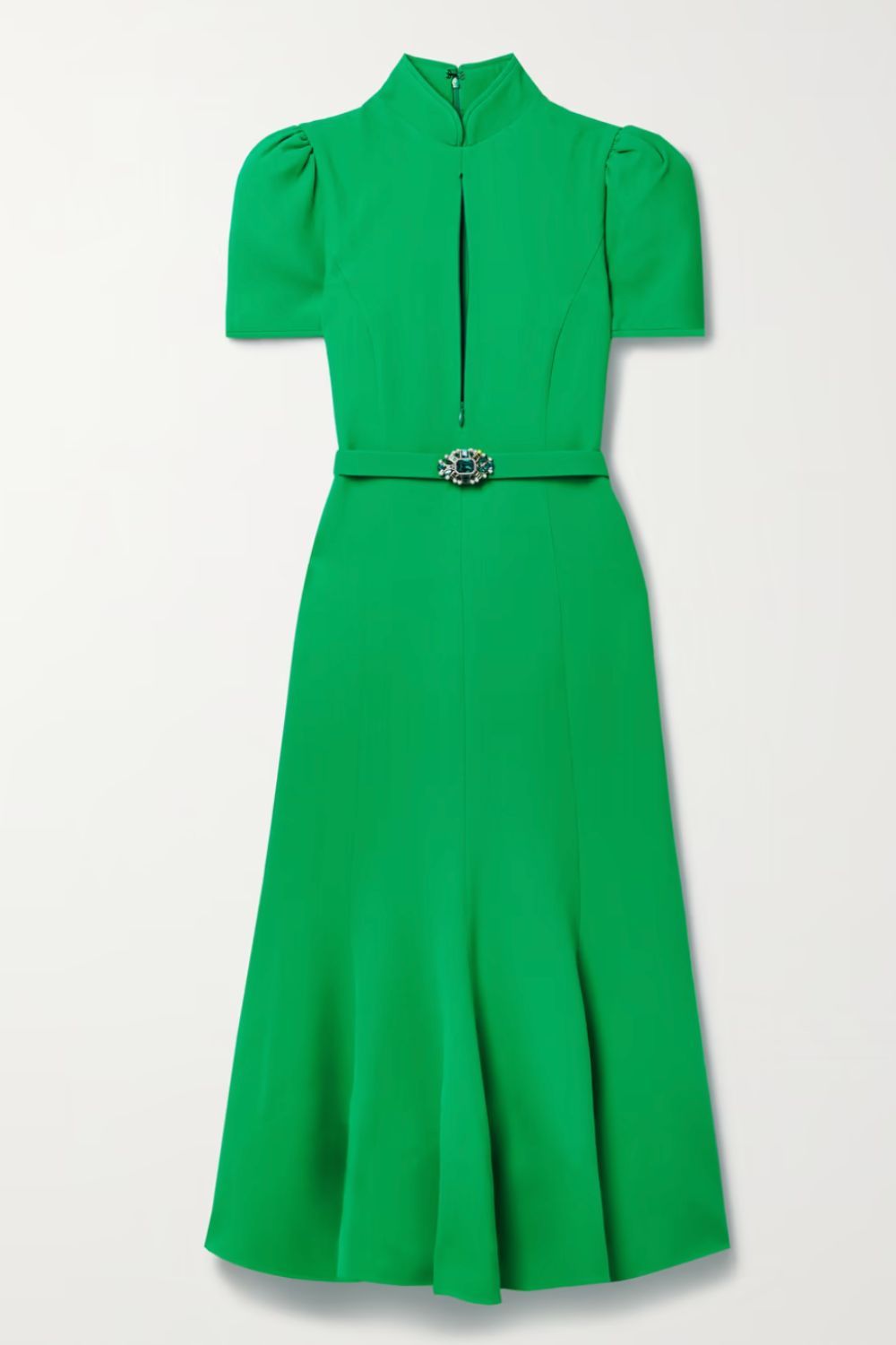 Andrew GN Belted embellished crepe midi dress