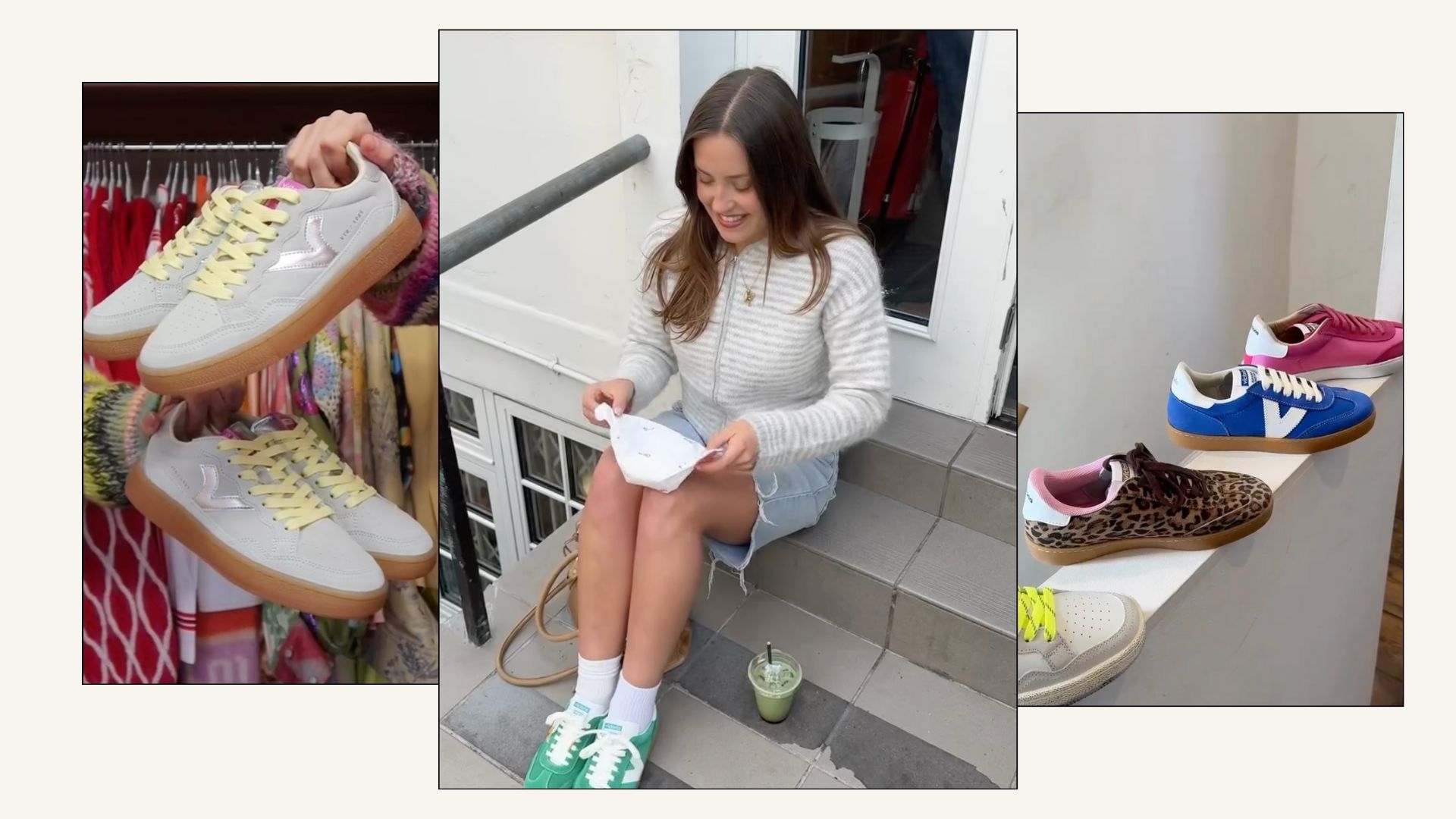 Influencer wears Victoria trainers.