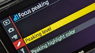 Nikon's Focus Peaking menu screen.