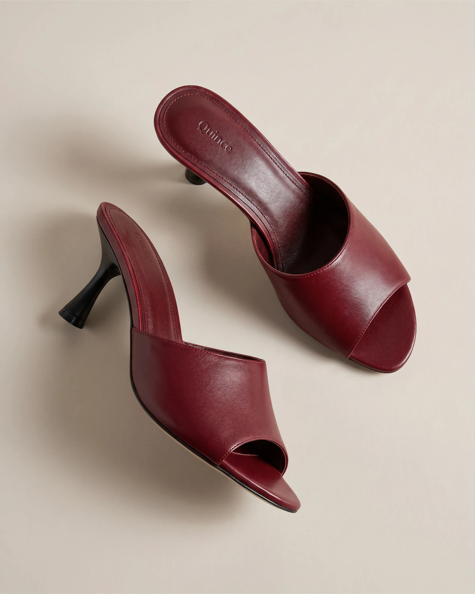 Italian Leather 65mm Stiletto Mule in Oxblood