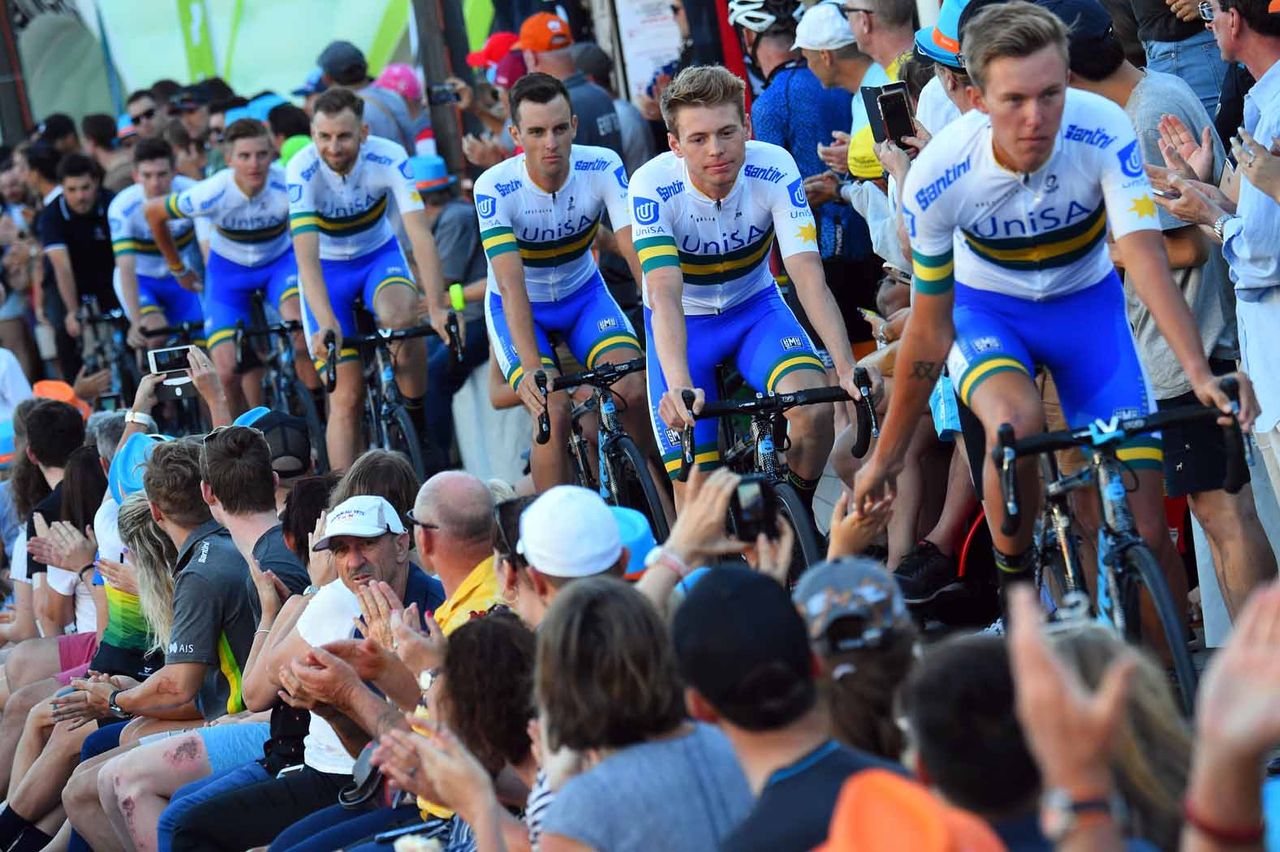 UniSA-Australia at the 2019 Tour Down Under team presentation.
