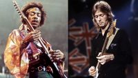 LEFT: Jimi Hendrix performs with he Jimi Hendrix Experience at the Royal Albert Hall, 24th February 1969. RIGHT: Eric Clapton performs with Derek & the Dominos on The Johnny Cash Show, November 1970