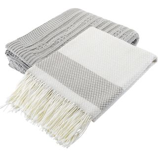 grey blanket herringbone striped cloth