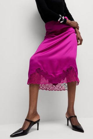 M&S Satin Lace Midaxi Slip Skirt