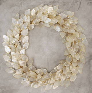 Christmas wreath made of shells from Wayfair.