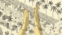 Artwork from hand-drawn indie game Finding Polka