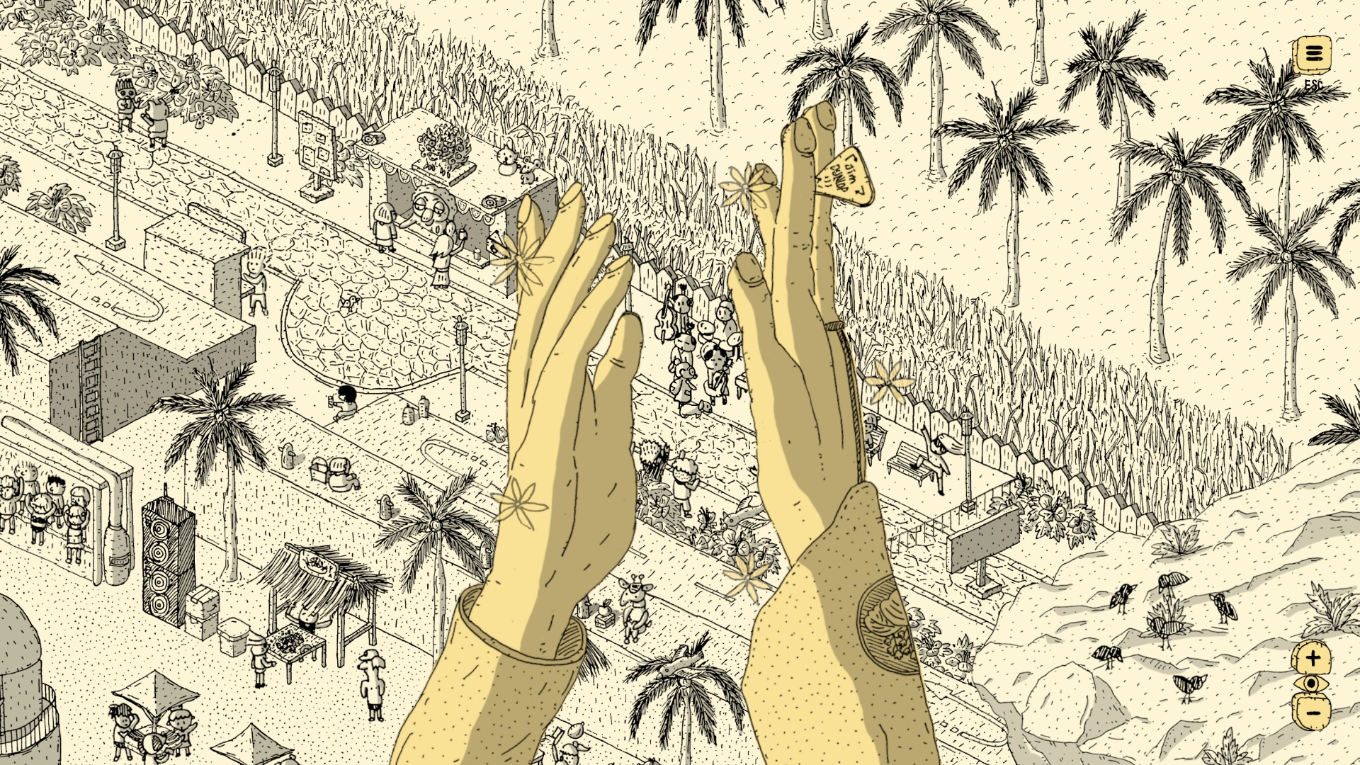 Artwork from hand-drawn indie game Finding Polka