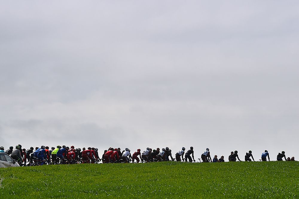 The peloton at Liege-Bastogne-Liege