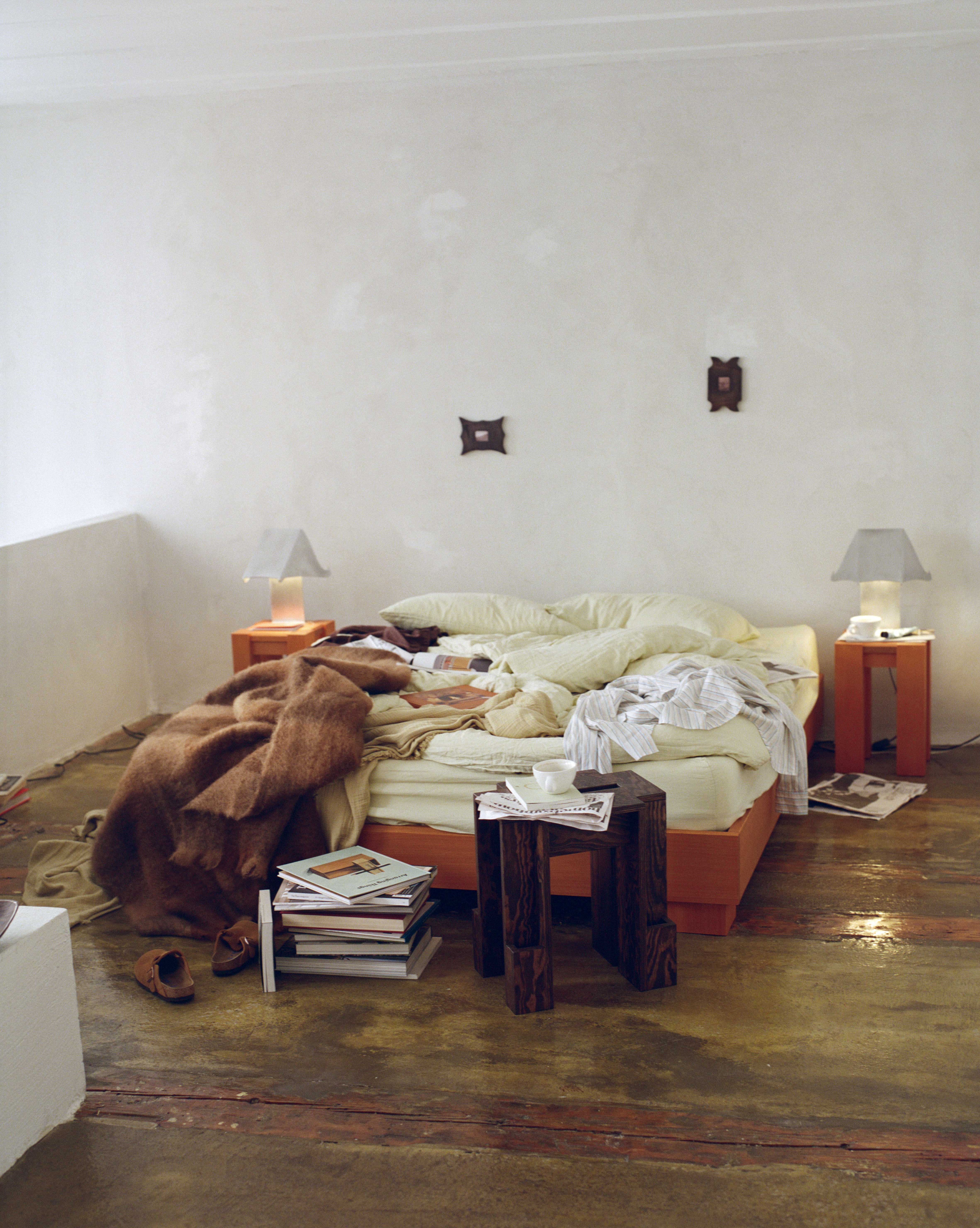 A messy unmade bed