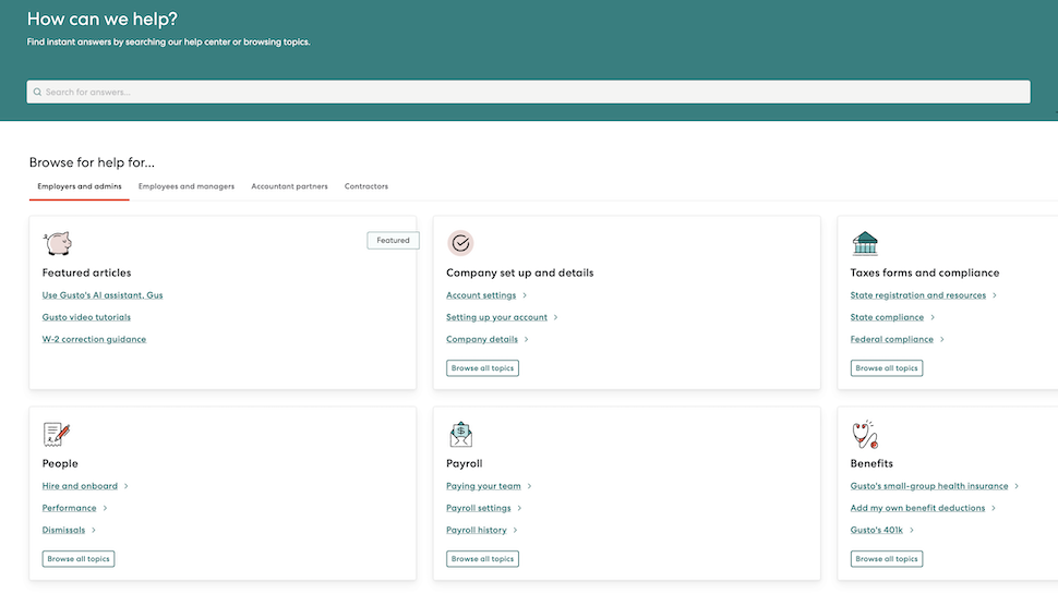 Gusto website screenshot