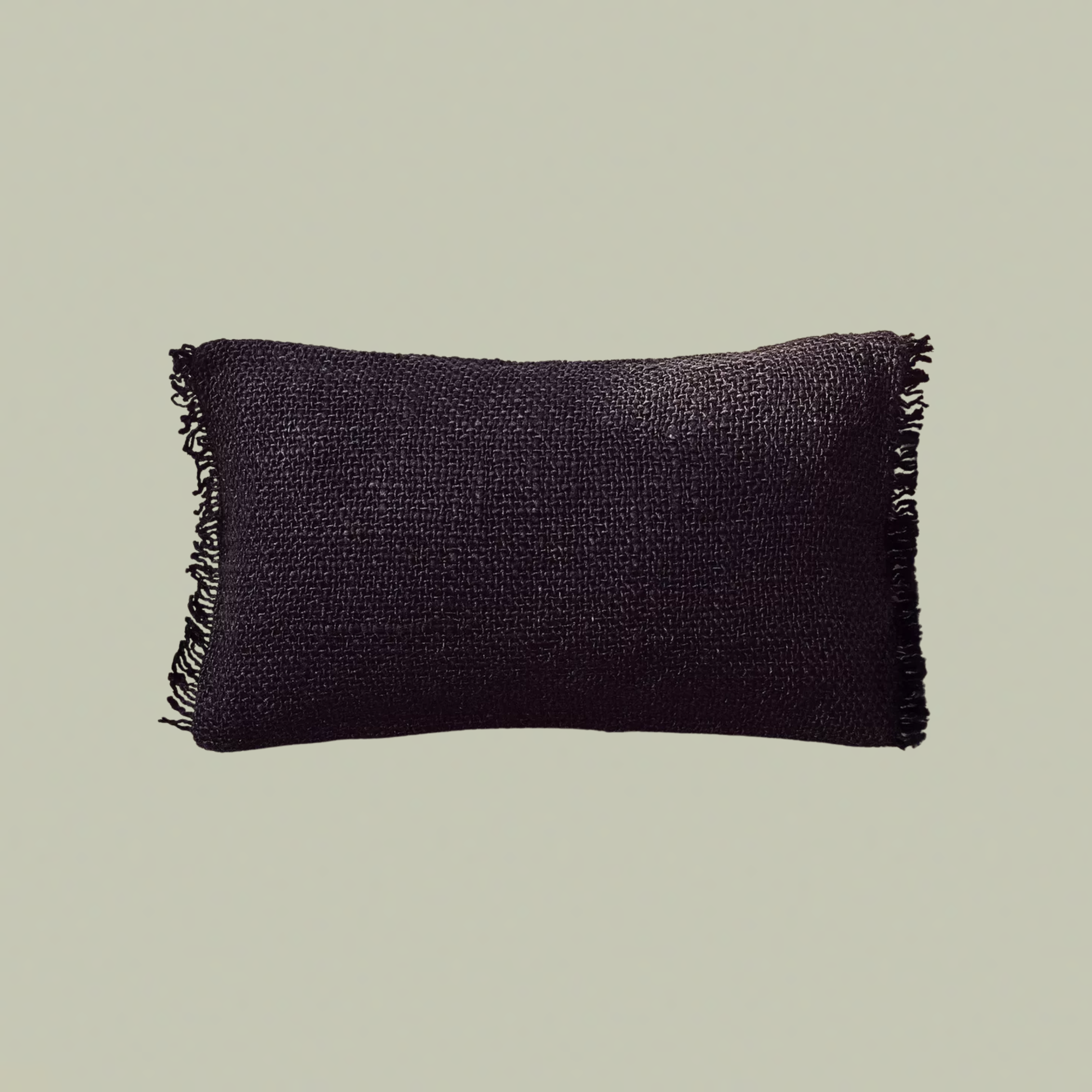 Eggplant fringed cushion