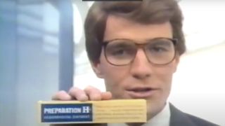 Bryan Cranston holding box in Preparation H ad