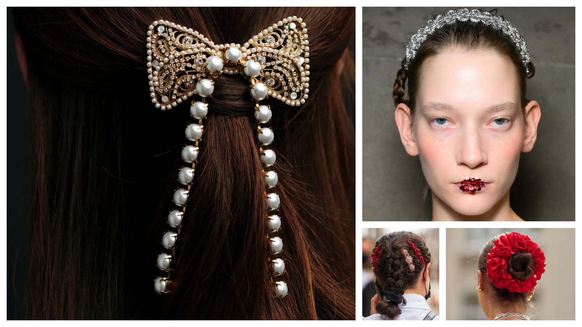 collage of holiday hair accessories