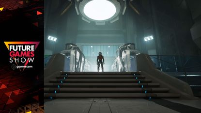 A robot stands at the top of some steps in The Last Caretaker