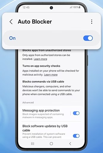 auto blocker feature samsung one ui 6