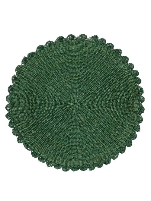 Scalloped Abaca Placemat in Juniper