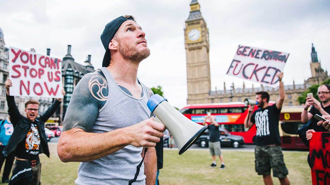 Tim Commerford from Wakrat in Parliament Square