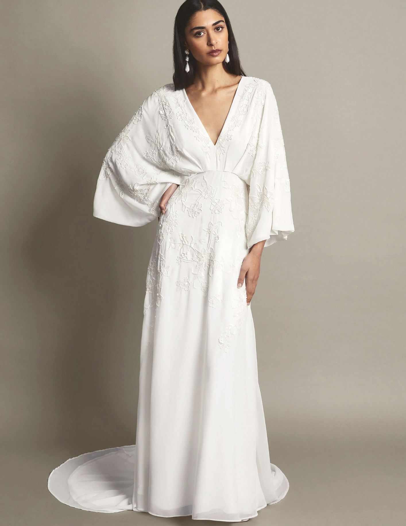 Monsoon, Camilla Embroidered Maxi Wedding Dress Ivory