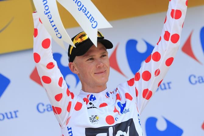 Chris Froome (Sky) in the polka dot jersey