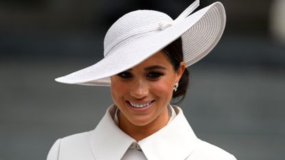 Meghan Markle criticized for recent podcast remark, seen here after attending the National Service of Thanksgiving to Celebrate the Platinum Jubilee