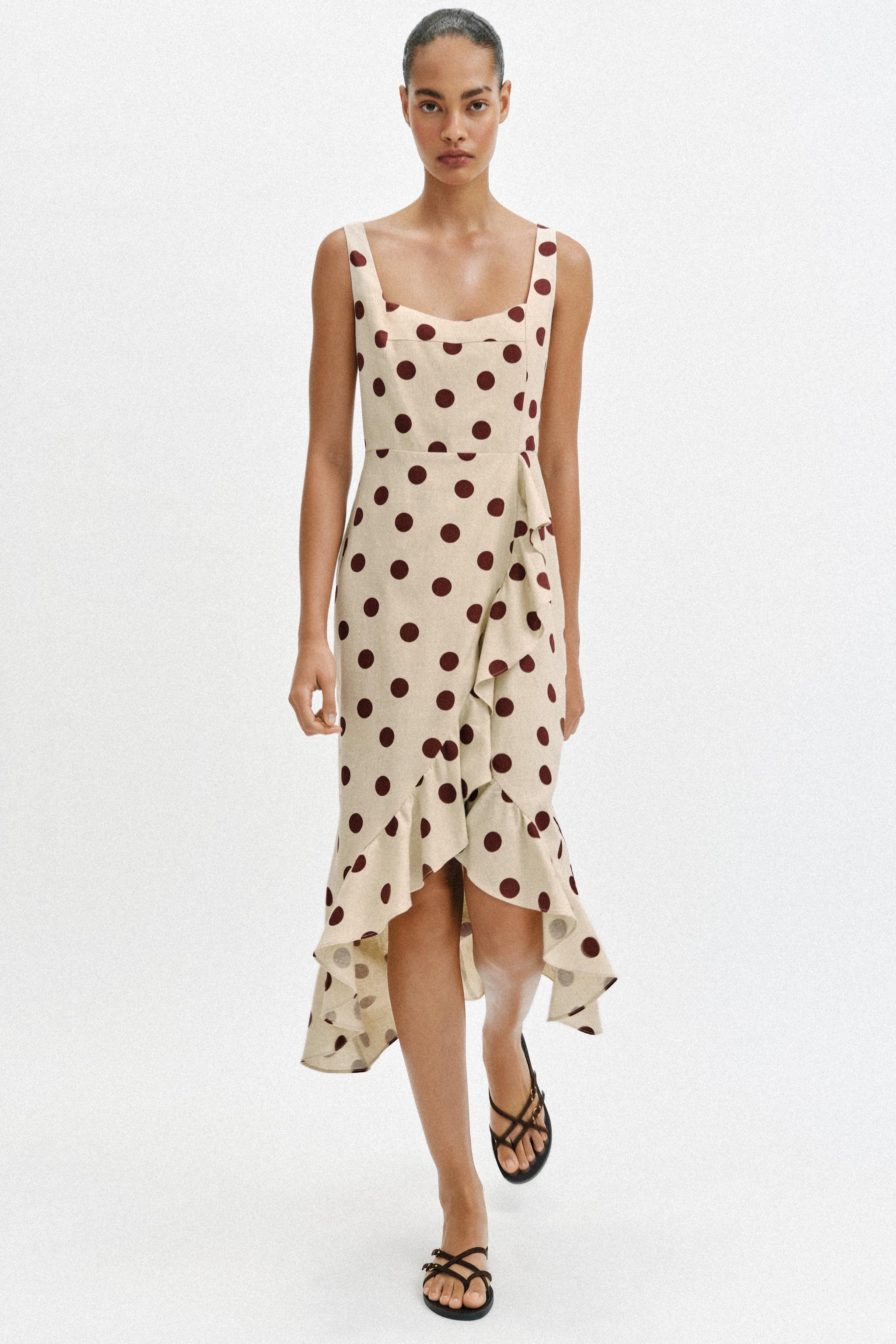 Midi Dots Linen Blend Dress