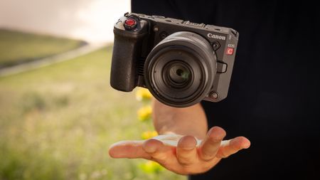 Canon EOS C50 being used by a videographer