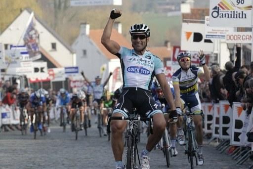 Francesco Chicchi (Omega Pharma-Quickstep) timed his jump perfectly to win Nokere Koerse