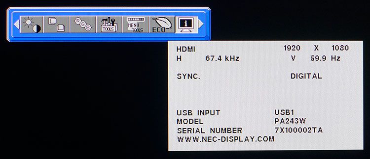 NEC PA243W OSD Setup & Calibration