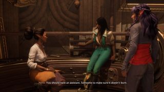 A conversation with your companion Neve in Dragon Age: The Veilguard back at your base