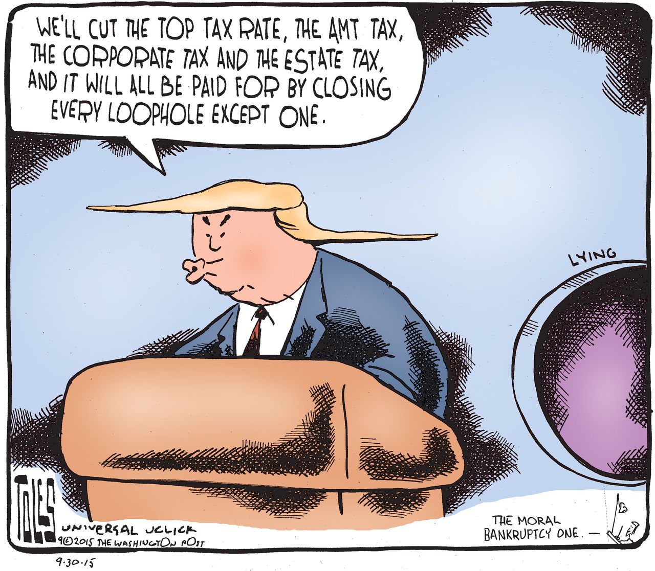 Political cartoon U.S. Donald Trump Tax Plan