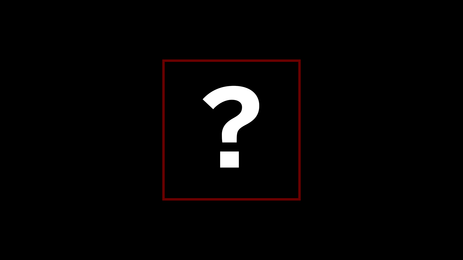 A white question mark on a black background.