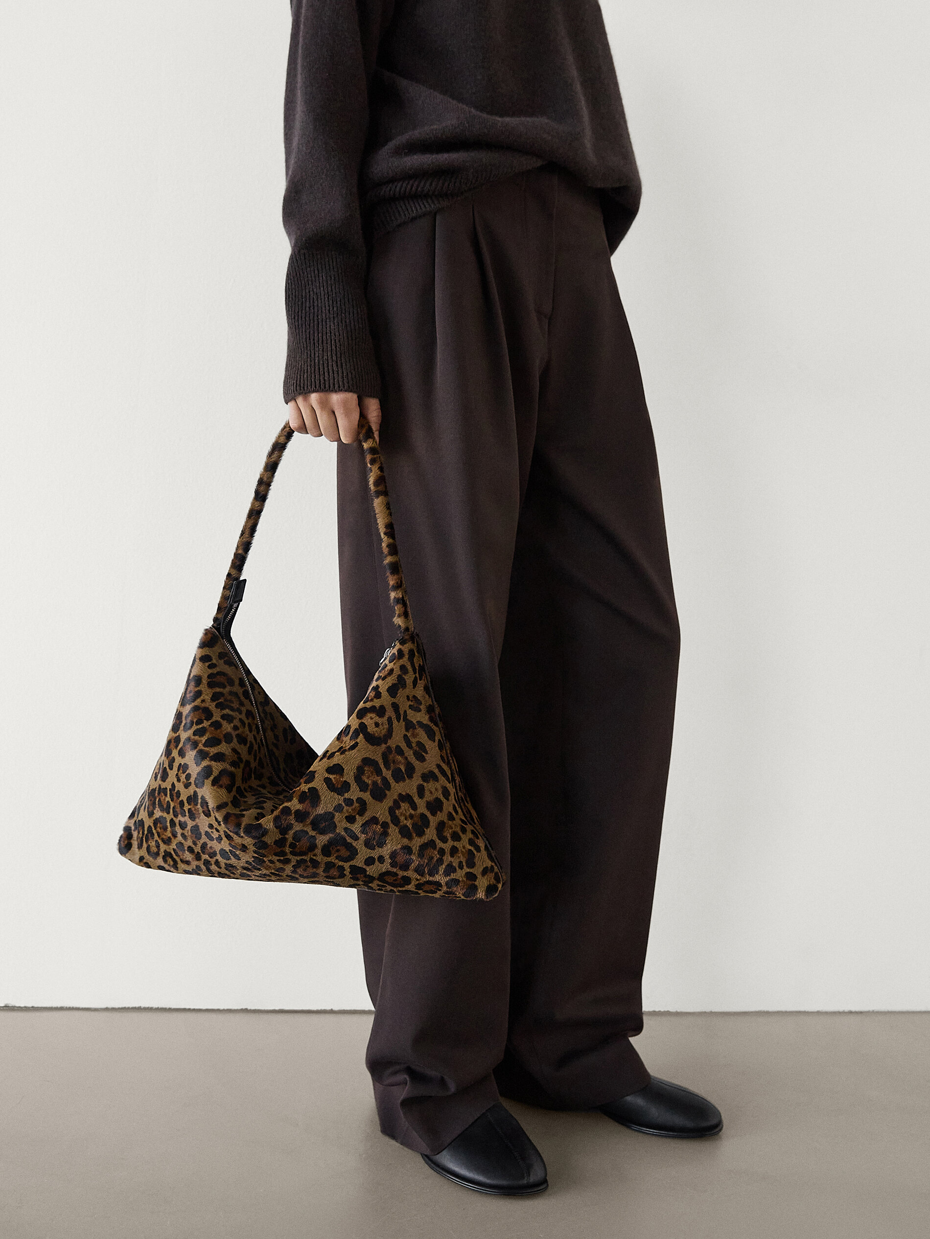 Animal Print Leather Shoulder Bag