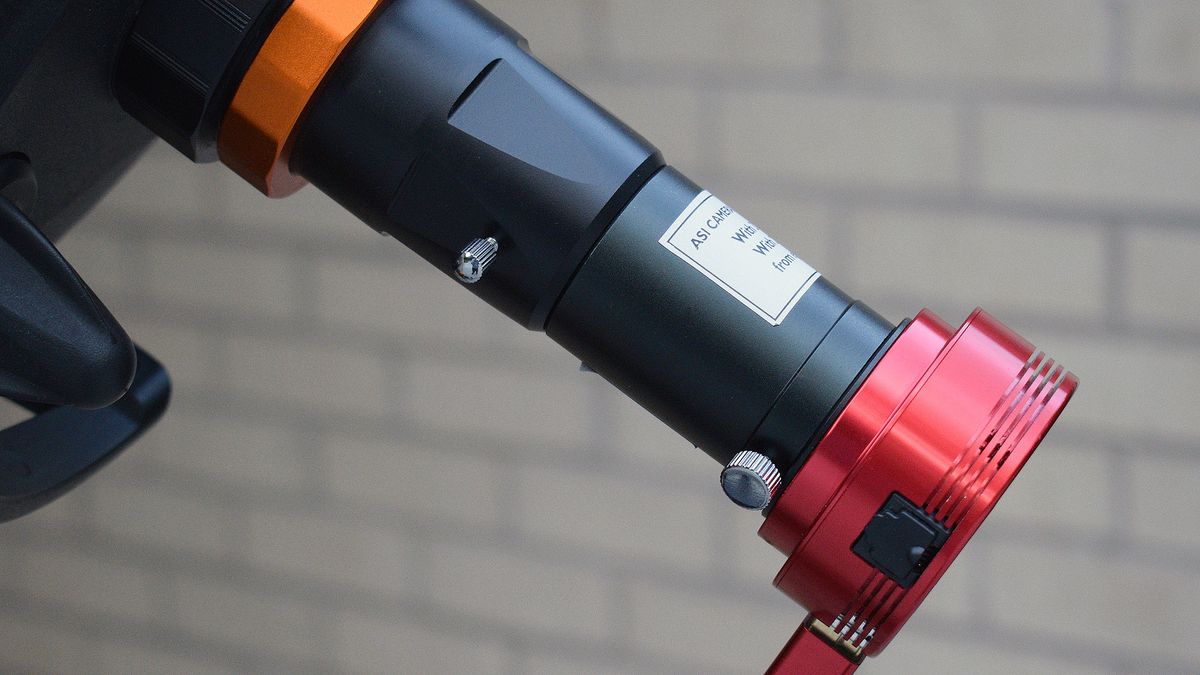 An astrocamera attached to the Celestron advanced telescope