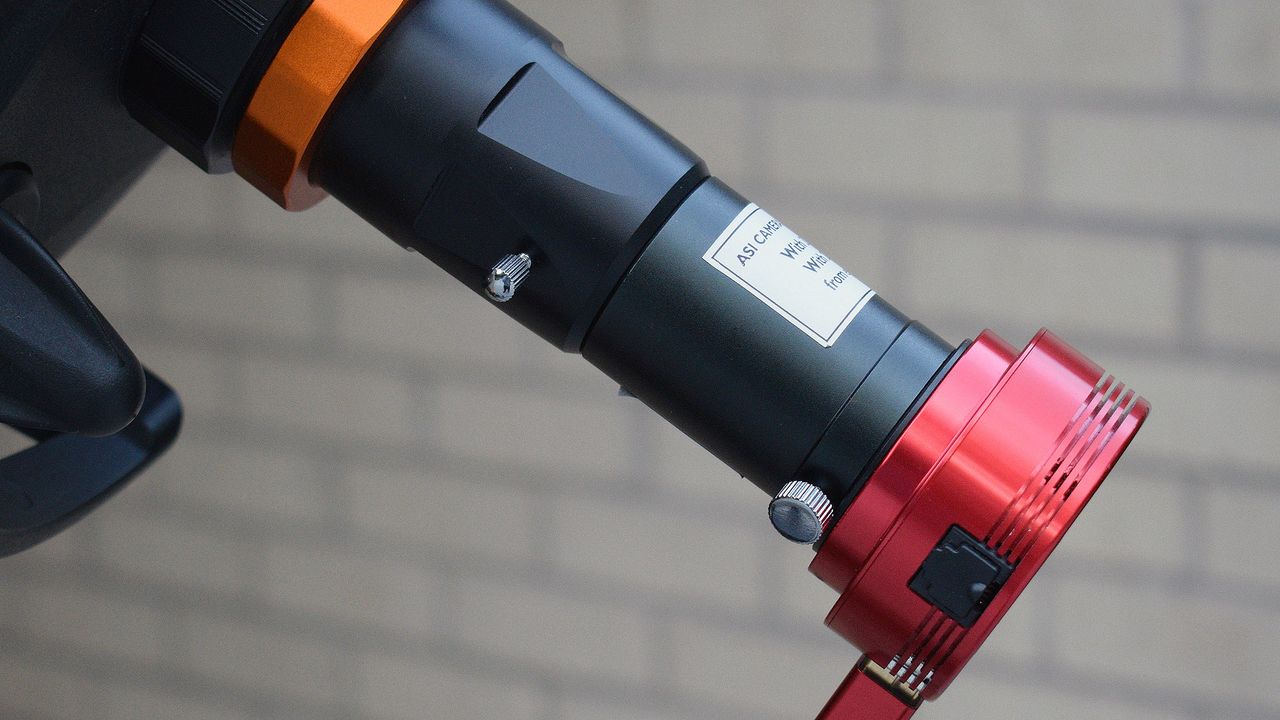 An astrocamera attached to the Celestron advanced telescope