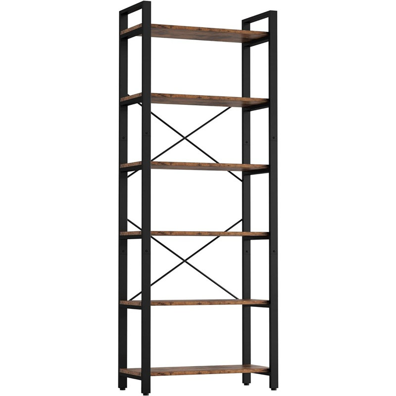 17 Stories Bookshelf 6-Tier Ladder Shelf 110lbs/shelf Vintage Industrial Style Bookcase for Home Decor, Office Decor &amp;amp; Reviews | Wayfair