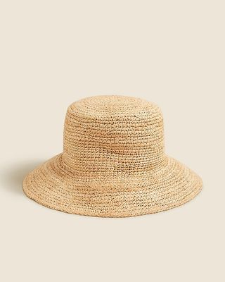 Wide-Brim Raffia Bucket Hat