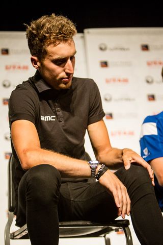 Taylor Phinney (BMC) discusses his injury at the Tour of Utah press conference.
