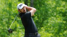Patrick Cantlay plays his shot from the fourth tee during the PGA Championship.