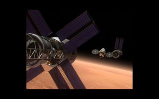 Artist's rendering of the Multi-Purpose Crew Vehicle on a deep space mission.