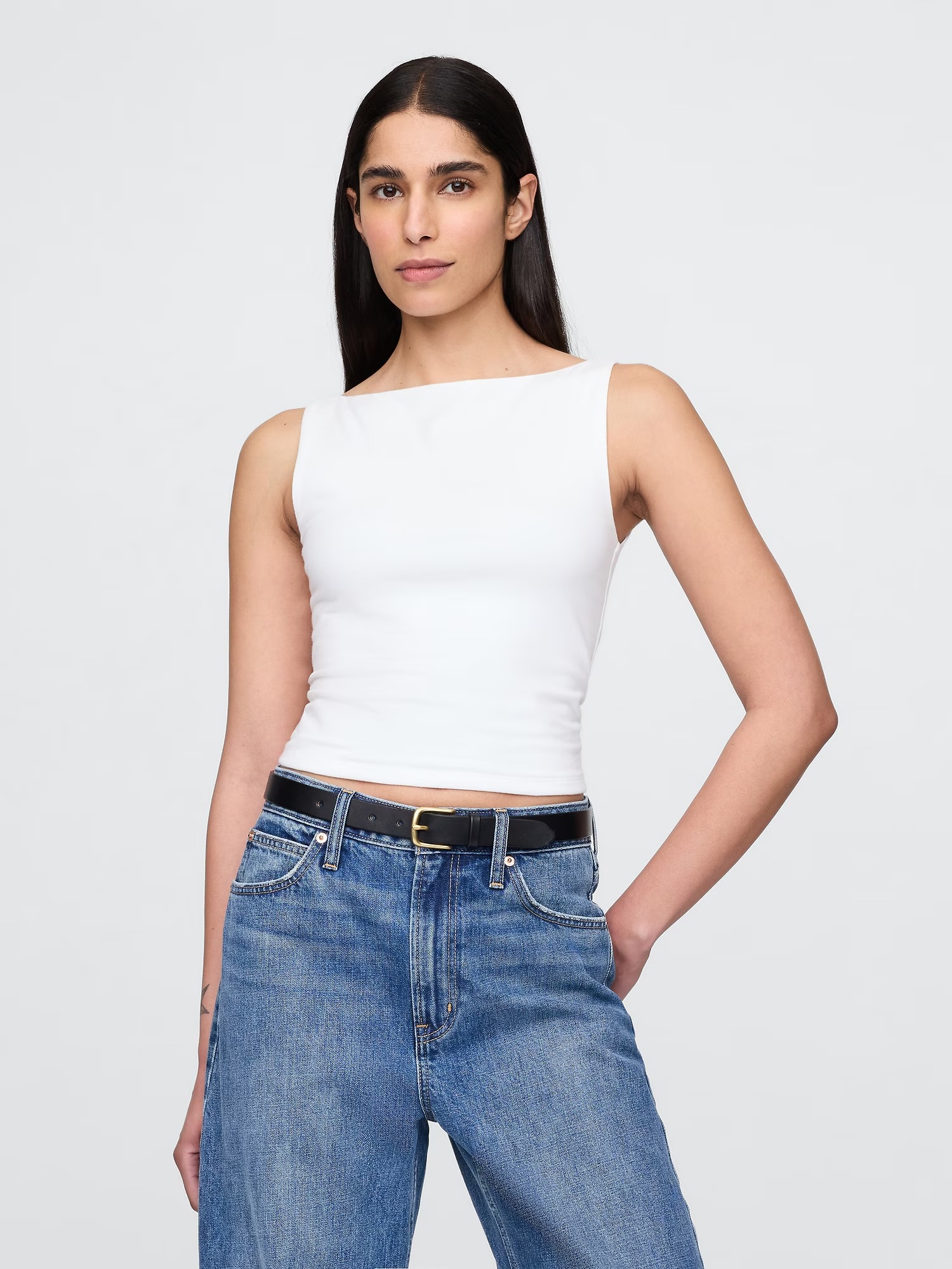 Gap, Closeknit Jersey Boatneck Crop Tank Top