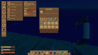 How to get bait in Raft - The crafting UI showing the materials needed to craft a basic fishing rod