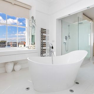 bathroom with white wall and sash window