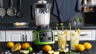 Fresh lemonade made in a blender