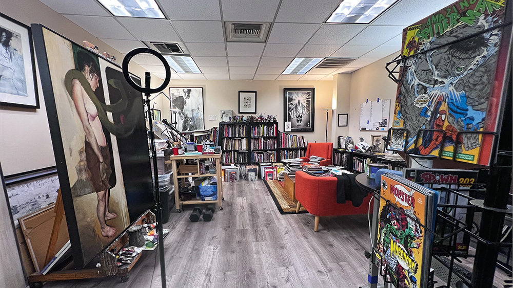 An artist studio in an office building