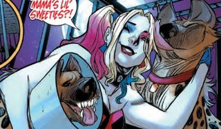 Harley Quinn and her hyenas in the comics