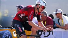 Arnaud De Lie looking peaky on Stage Two of the 2026 Tour de France