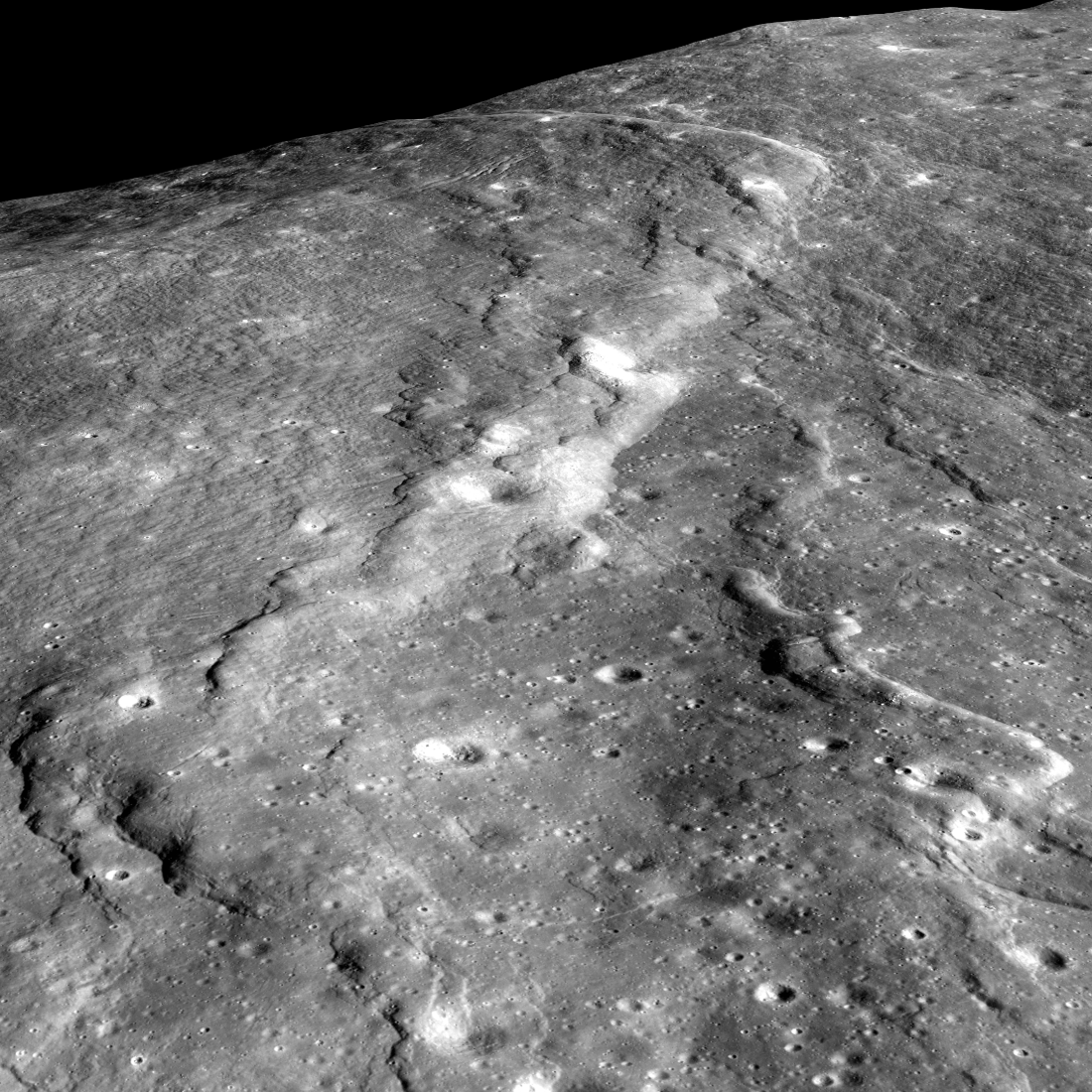 A Lunar Reconnaissance Orbiter image of the surface of the moon.